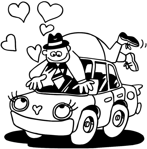 Man in love with his car vinyl sticker. Customize on line.       Autos Cars and Car Repair 060-0382  